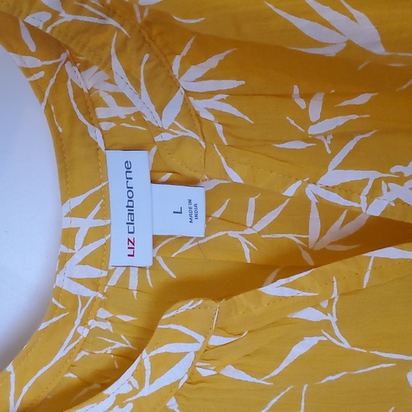 Liz Claiborne Yellow Tank Top w/White Palm Frawns Size Large - Picture 2 of 5